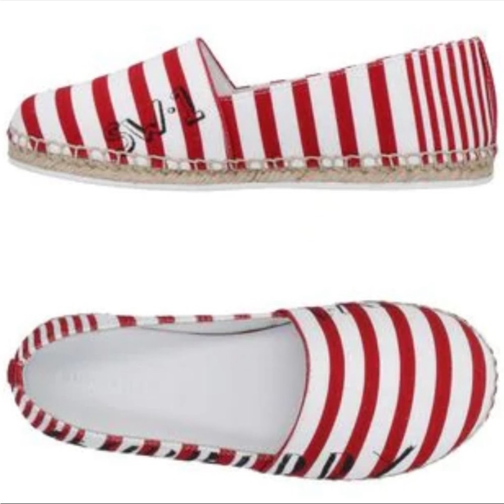Burberry Kids Espadrilles Striped Red + White shoes for Girls round toe size 32